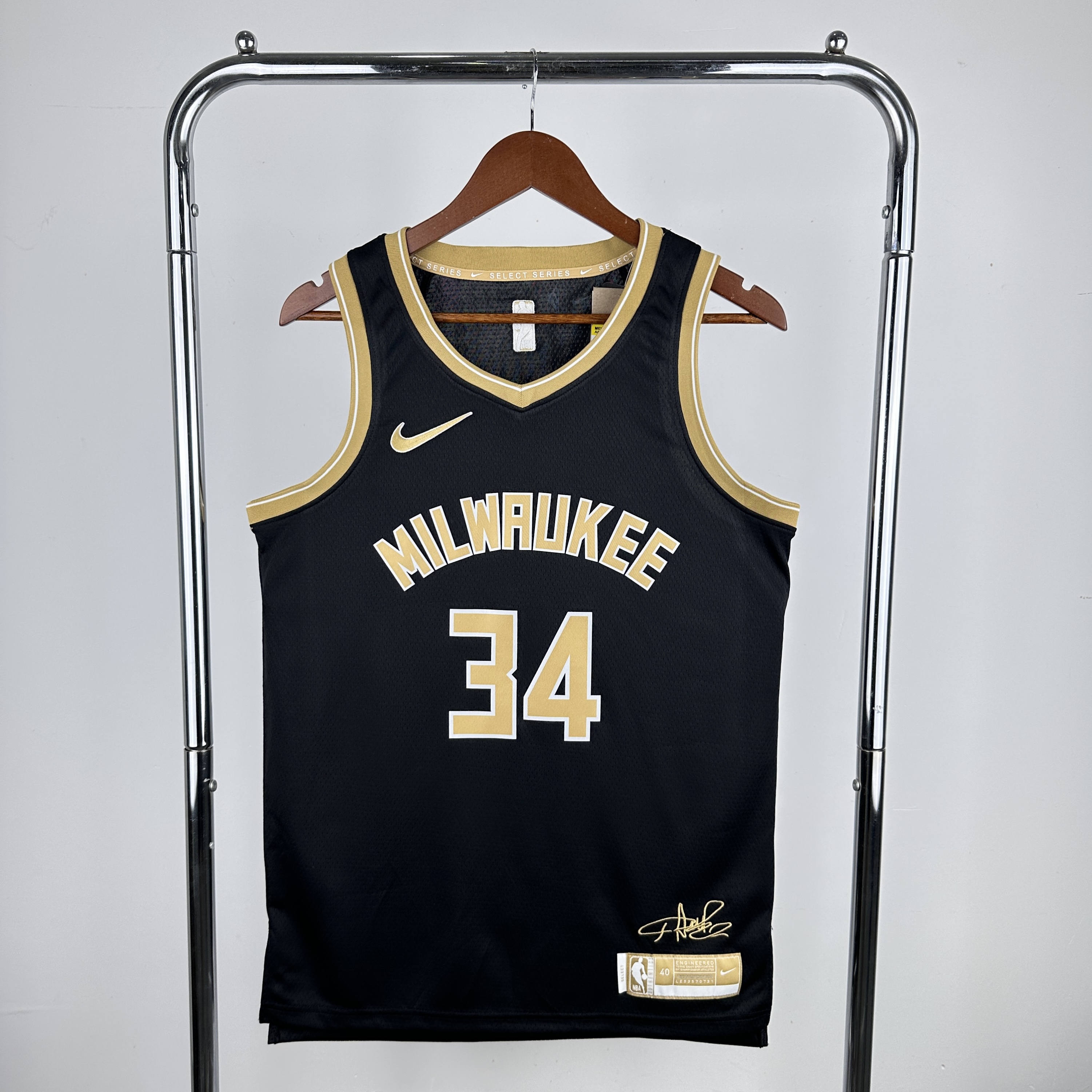 Men Milwaukee Bucks #34 Antetokounmpo Black Nike 2024 NBA Jersey